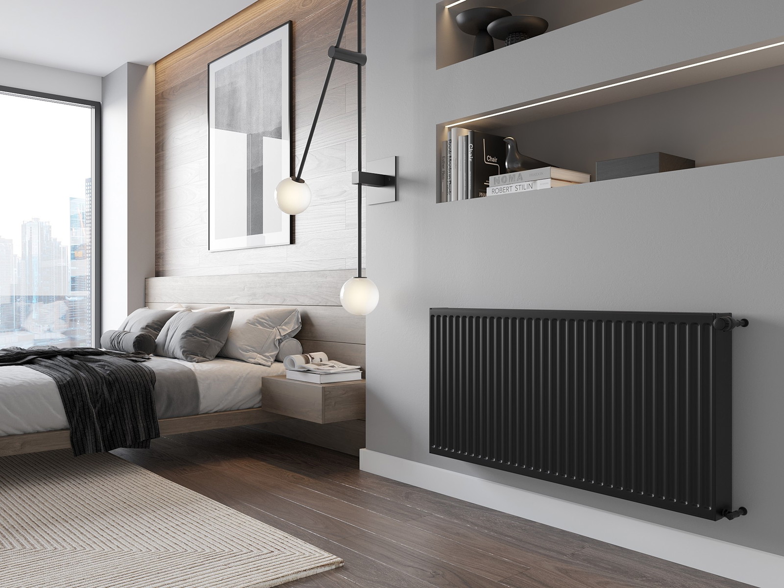 Mexen C22 plate radiator 600 x 1200 mm, side connection, 1983 W, black - W422-060-120-70